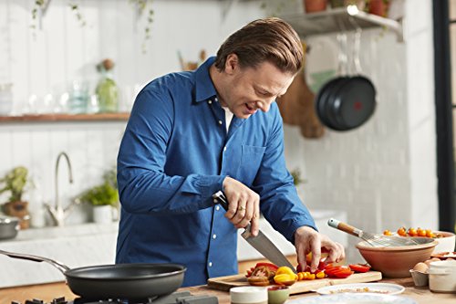 Tefal Jamie Oliver - Juego de batería de Cocina, anodizado Duro, Aluminio, Negro, 28 cm