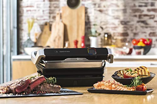Tefal Optigrill Elite GC750D Grill parrilla eléctrica interior y exterior, sensor grill automático, sellado rápido, 12 programas automáticos, apto para lavavajillas, antiadherente, función sandwichera