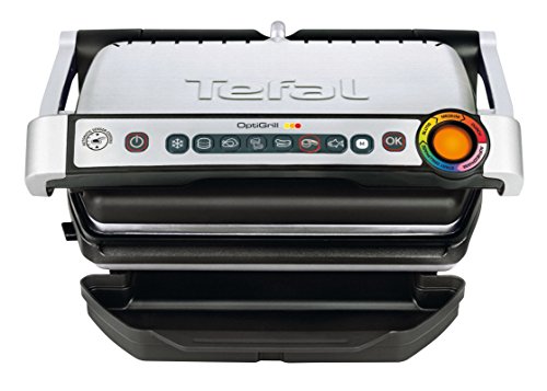 Tefal OptiGrill GC702D Parrilla eléctrica, 2000 W, 60 Decibelios, Aluminio, Titanio
