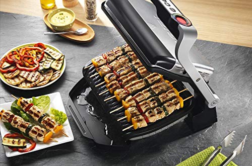 Tefal OptiGrill GC702D Parrilla eléctrica, 2000 W, 60 Decibelios, Aluminio, Titanio