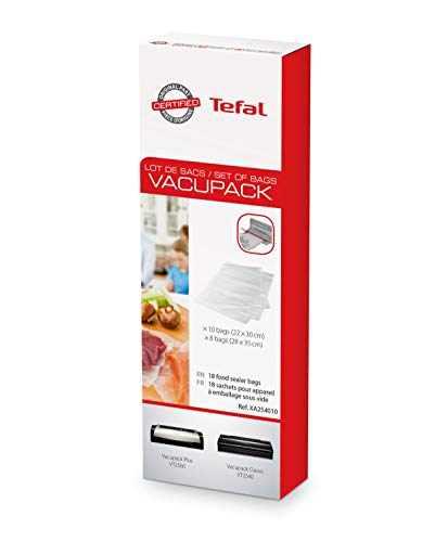 Tefal XA254010 Paquete de de 18 Bolsas de plástico, 10 8 x 30 cm y 8 Unidades 28 x 35 cm