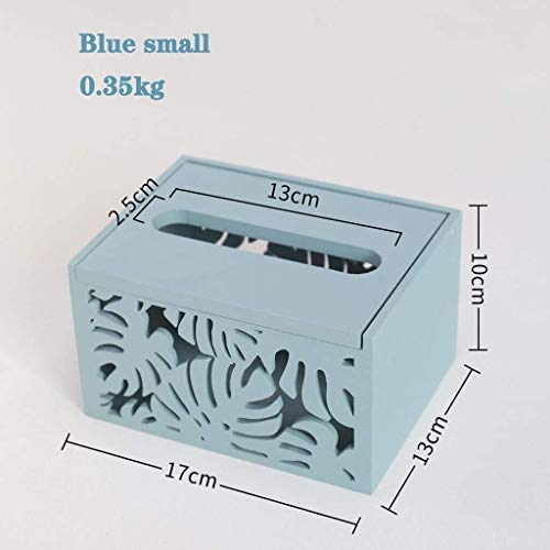 Tejido de Madera Caja, Caja Pañuelo, hogar Creativo Restaurante Restaurante Sala Café Bandeja de Almacenamiento Tabla, Azul Blanco (Color : Blue, Size : Small)