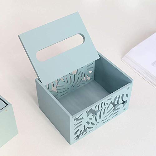 Tejido de Madera Caja, Caja Pañuelo, hogar Creativo Restaurante Restaurante Sala Café Bandeja de Almacenamiento Tabla, Azul Blanco (Color : Blue, Size : Small)