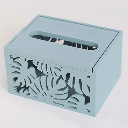 Tejido de Madera Caja, Caja Pañuelo, hogar Creativo Restaurante Restaurante Sala Café Bandeja de Almacenamiento Tabla, Azul Blanco (Color : Blue, Size : Small)
