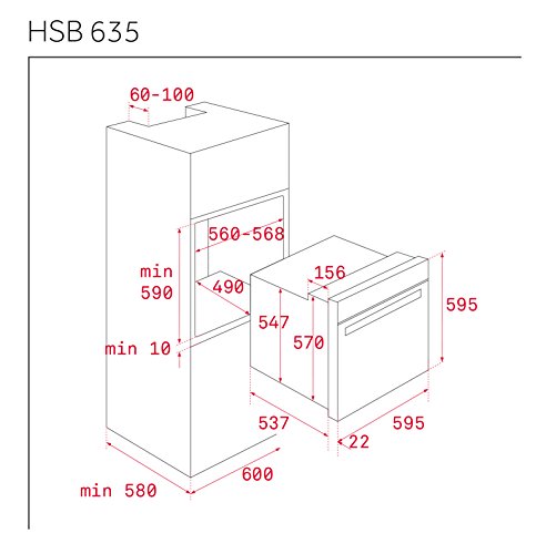 Teka HSB 635 - Horno (Medio, Horno eléctrico, 70 L, 2615 W, 70 L, 2500 W)