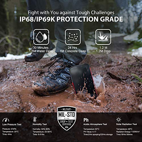 Teléfono Moviles Resistentes(2019), Ulefone Armor X3 con Modo Submarino, Android 9.0 5.5 ”IP68 Impermeable Móvil Trabajo, Dual SIM, 2GB + 32GB, 5000mAh Batería, Desbloqueo Facial GPS Naranja