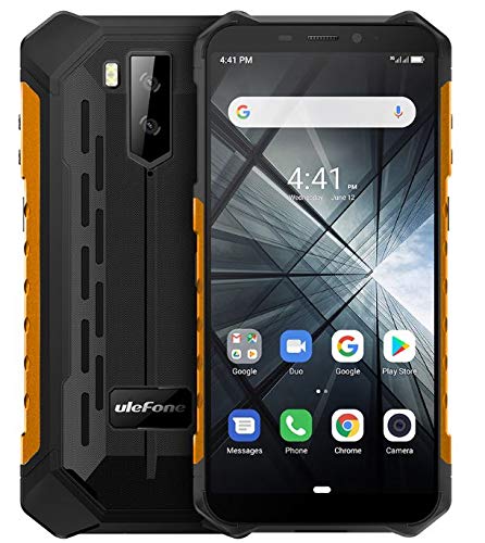 Teléfono Moviles Resistentes(2019), Ulefone Armor X3 con Modo Submarino, Android 9.0 5.5 ”IP68 Impermeable Móvil Trabajo, Dual SIM, 2GB + 32GB, 5000mAh Batería, Desbloqueo Facial GPS Naranja