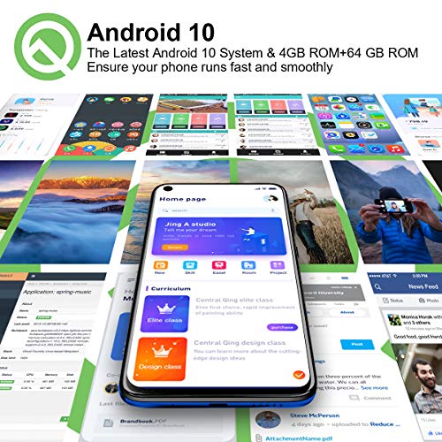 Telefonos Moviles Libres,OUKITEL C21 Android 10 Smartphone 4G Dual SIM,Pantalla FHD+ de 6.4" 4GB RAM+64GB ROM Helio P60 Móvil Bueno,4000 mAh Bateria Cuatro Cámaras Móviles,Azul