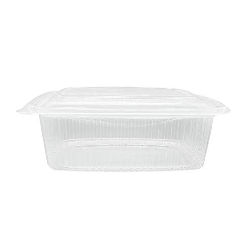 TELEVASO - 50 uds - Envase/Recipiente para Comida con Tapa bisagra Oval - Capacidad 1000 ml - Polipropileno (PP) traslúcido - Contenedores Desechables con Tapa, Apto para microondas