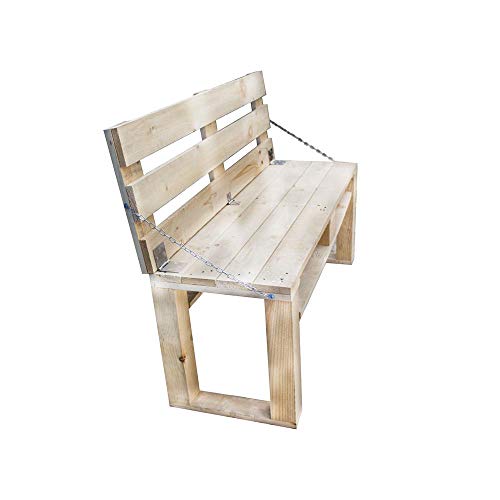 T.E.M. Mobiliario Jardín Banco de Madera para Jardin, con palets, Madera Natural, Asiento Madera Plegable Exterior, Sofa terraza