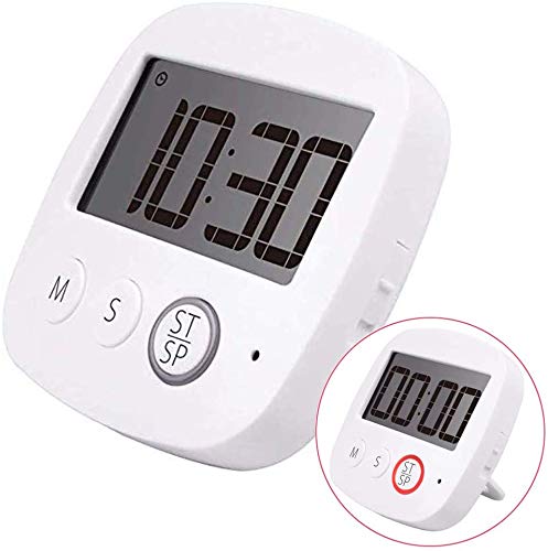 Temporizador de cocina digital, multifunción,para cocina con pantalla LCD más grande y alarma y cuenta regresiva con función de soporte retráctil y gancho y respaldo magnético con batería