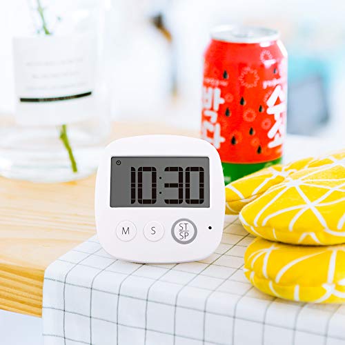 Temporizador de cocina digital, multifunción,para cocina con pantalla LCD más grande y alarma y cuenta regresiva con función de soporte retráctil y gancho y respaldo magnético con batería