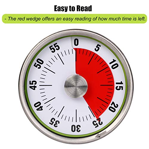 Temporizador mecánico pequeño AIMILAR de cocina – Temporizador visual de cuenta regresiva de 60 minutos magnético con alarma fuerte para niños y adultos para hornear barbacoa al vapor (verde)