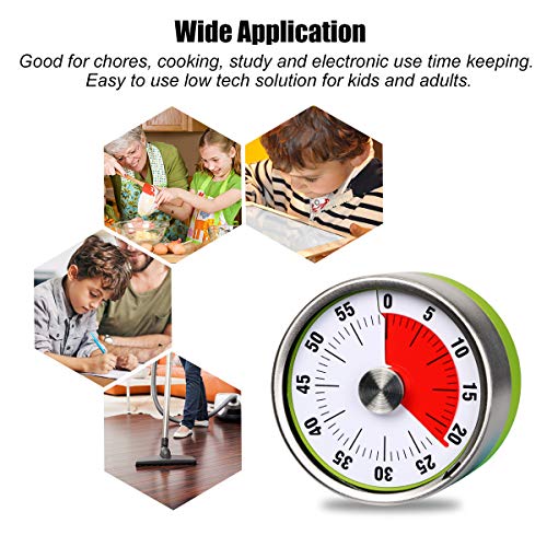 Temporizador mecánico pequeño AIMILAR de cocina – Temporizador visual de cuenta regresiva de 60 minutos magnético con alarma fuerte para niños y adultos para hornear barbacoa al vapor (verde)