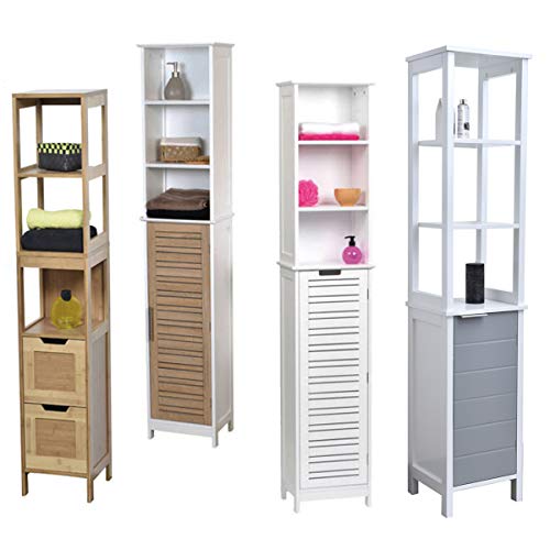 TENDANCE Armario de Tablero DM de Estocolmo, con Estructura Alta y 1 Puerta, 3 estantes, Madera, Roble Blanco