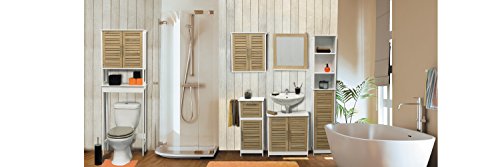 TENDANCE Armario de Tablero DM de Estocolmo, con Estructura Alta y 1 Puerta, 3 estantes, Madera, Roble Blanco