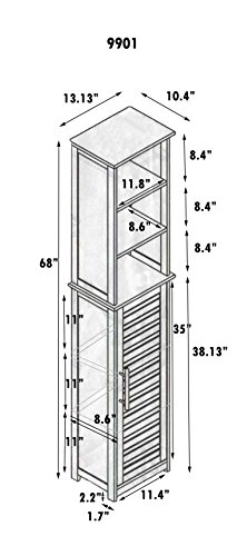 TENDANCE Armario de Tablero DM de Estocolmo, con Estructura Alta y 1 Puerta, 3 estantes, Madera, Roble Blanco