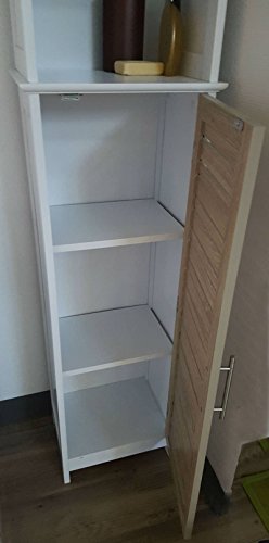 TENDANCE Armario de Tablero DM de Estocolmo, con Estructura Alta y 1 Puerta, 3 estantes, Madera, Roble Blanco