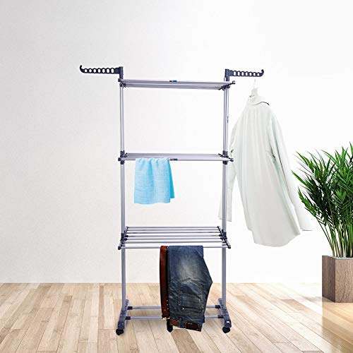 Tendedero Plegable, Secado de Ropa Plegable de 3 Niveles de lavandería Tendedero Tendedero Bastidor Ajustable Zapatos casero suspendido al Aire Libre
