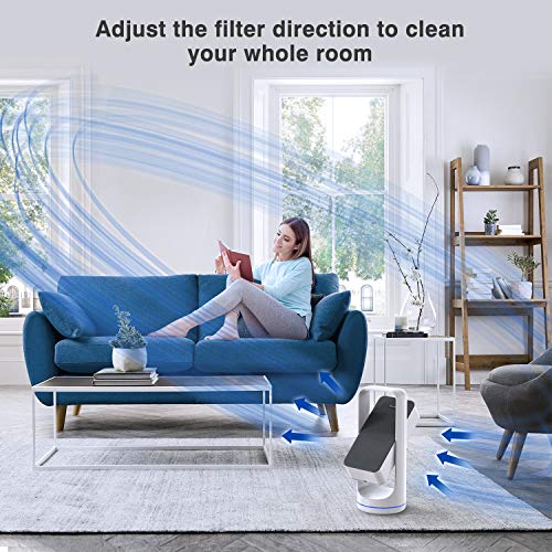Tendomi Purificador de Aire 3 en 1 para Hogar con Filtro HEPA y Carbón Activado, Captura Alergias, Polvo, Humo, Caspa de Mascotas, Olor, Hogar, Oficina, Libre de Ozono, 4 velocidades de purificación