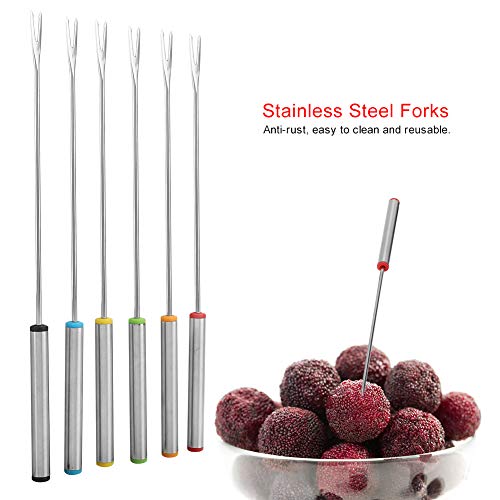 Tenedores para Fondue, 6 piezas Horquillas para fondue Pincho de servicio de postre de acero inoxidable, Utensilios de cocina Vajilla para queso Carne Chocolate Postre