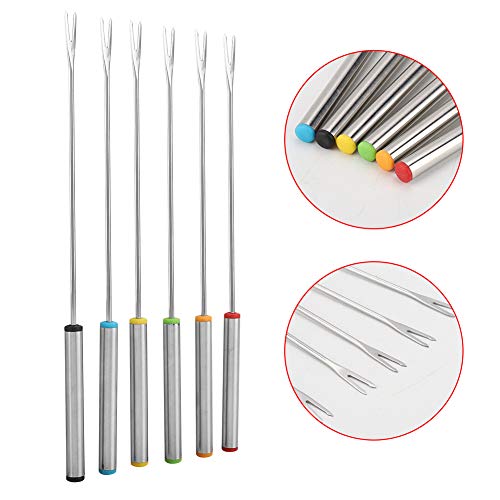 Tenedores para Fondue, 6 piezas Horquillas para fondue Pincho de servicio de postre de acero inoxidable, Utensilios de cocina Vajilla para queso Carne Chocolate Postre