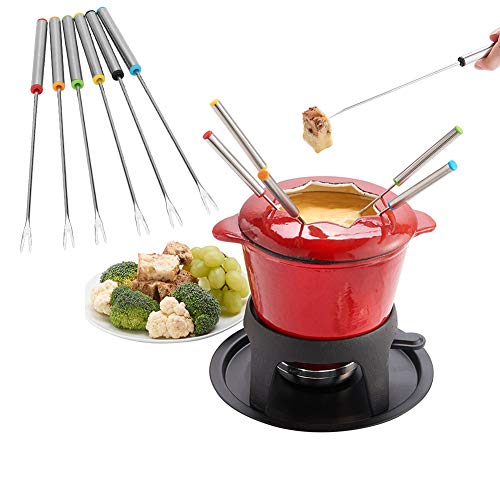 Tenedores para Fondue, 6 piezas Horquillas para fondue Pincho de servicio de postre de acero inoxidable, Utensilios de cocina Vajilla para queso Carne Chocolate Postre
