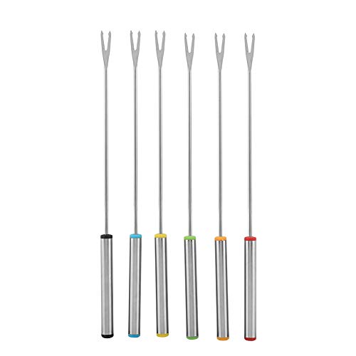 Tenedores para Fondue, 6 piezas Horquillas para fondue Pincho de servicio de postre de acero inoxidable, Utensilios de cocina Vajilla para queso Carne Chocolate Postre
