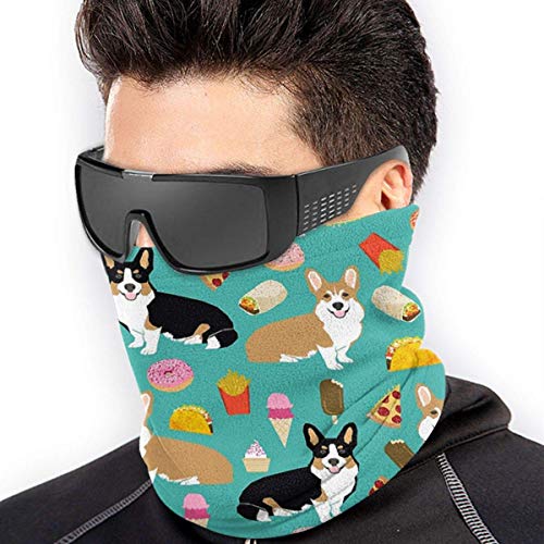 Tengyuntong XXWKer Calentador de Cuello Deporte Calentador Pasamontañas Polar Máscara Corgi Pizza Green Unisex Fleece Neck Warmer Ear Warmer Headband & Face Cold Weather Gear One Size