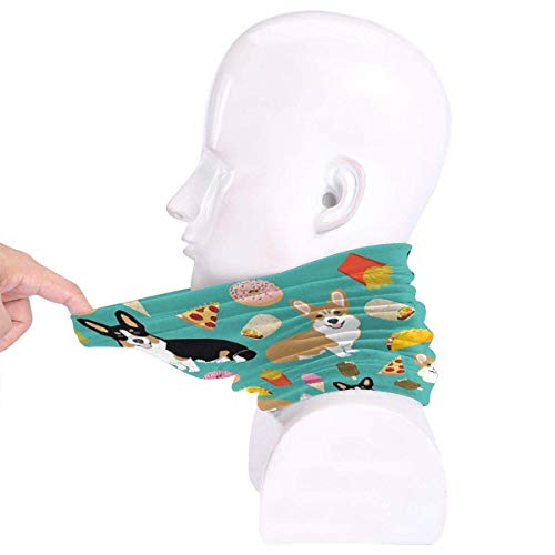 Tengyuntong XXWKer Calentador de Cuello Deporte Calentador Pasamontañas Polar Máscara Corgi Pizza Green Unisex Fleece Neck Warmer Ear Warmer Headband & Face Cold Weather Gear One Size