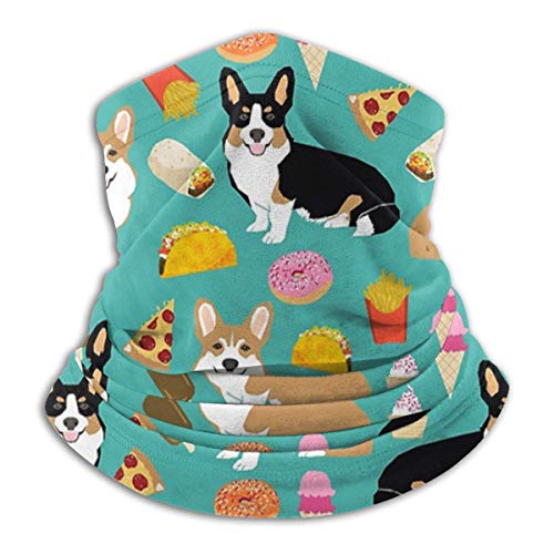 Tengyuntong XXWKer Calentador de Cuello Deporte Calentador Pasamontañas Polar Máscara Corgi Pizza Green Unisex Fleece Neck Warmer Ear Warmer Headband & Face Cold Weather Gear One Size
