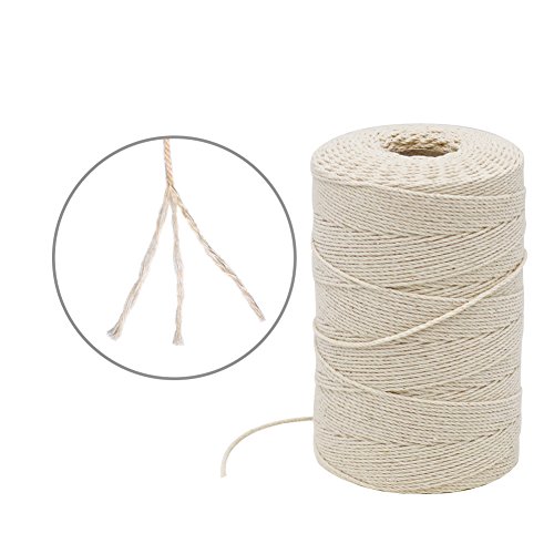 Tenn Well - Cuerda de algodón de 3 capas para cocinar, atar aves de corral, hacer carne, salchichas y manualidades (beige)