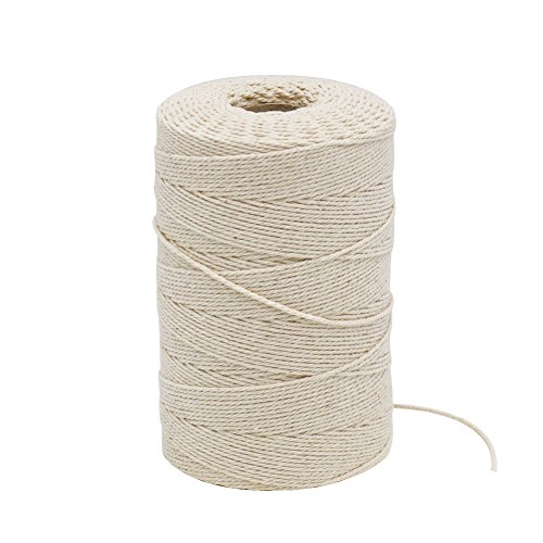 Tenn Well - Cuerda de algodón de 3 capas para cocinar, atar aves de corral, hacer carne, salchichas y manualidades (beige)