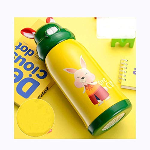 Termo de Acero Inoxidable para niños, con diseño de Dibujos Animados, con Tapa de Rebote con Pajita y cinturón de Doble Aislamiento al vacío, Ajustable, para Botella de Agua, Termo de Coche, Delete,