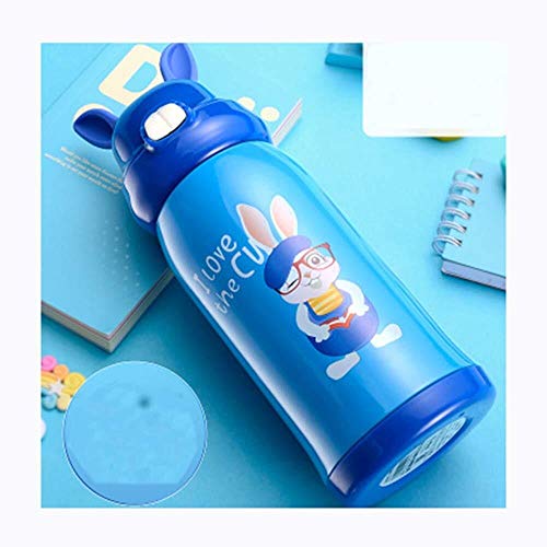 Termo de Acero Inoxidable para niños, con diseño de Dibujos Animados, con Tapa de Rebote con Pajita y cinturón de Doble Aislamiento al vacío, Ajustable, para Botella de Agua, Termo de Coche, Delete,