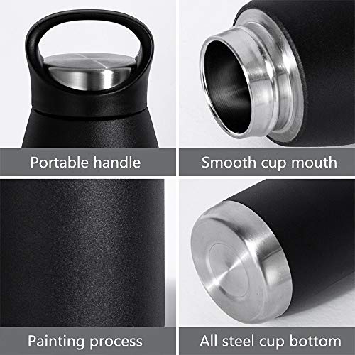 Termo De Acero Inoxidable, Termo Aislado Al Vacío De Doble Capa, Fácil De Limpiar, A Prueba De Fugas, Adecuado para Fitness, Ciclismo, Camping, Automóvil, Oficina, 650 Ml (Negro)