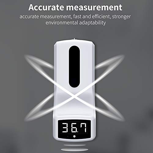 Termómetro infrarrojo montado en la Pared Dispensador automático de jabón de Alta Capacidad sin Contacto Sensor de Movimiento infrarrojo Equipado para baño Cocina Hotel Restaurante