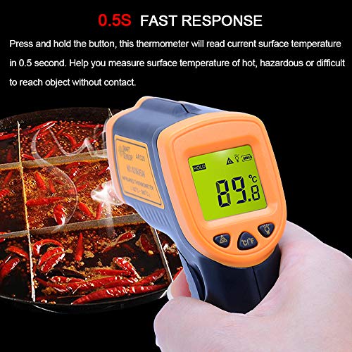Termómetro Infrarrojo, Termómetro Digital Láser Sin Contacto, Pantalla LCD A Color-30 ? 380 716 ?(-86 86 ?) Alarma De Humedad Con Emisividad Ajustable Para Cocinar Alimentos Al Aire Libre
