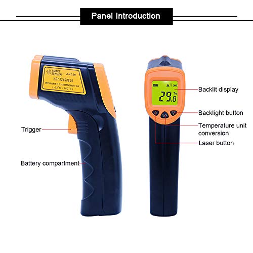 Termómetro Infrarrojo, Termómetro Digital Láser Sin Contacto, Pantalla LCD A Color-30 ? 380 716 ?(-86 86 ?) Alarma De Humedad Con Emisividad Ajustable Para Cocinar Alimentos Al Aire Libre