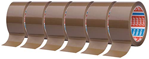 Tesa 6 rollos de cinta adhesiva, 66 m, 50 mm, Marrón, 64014
