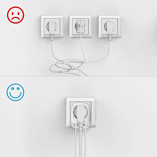 TESSAN Enchufe USB Pared, Ladron Enchufes (4000W) con Doble USB y 1 Toma de CA, Enchufe Multiple Cargador USB Pared Adaptador Enchufe con USB España, Ladron USB Carga para Movil iPad-Blanco