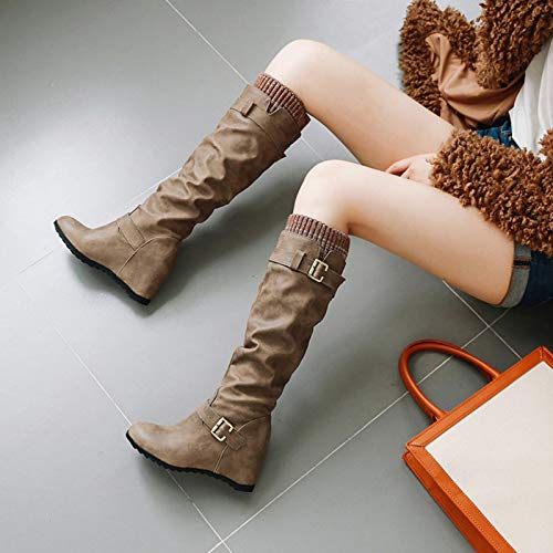 Tetera para Mujer, Botas de Invierno, Botas de Invierno cálidas, Botas de Punto al Aire Libre