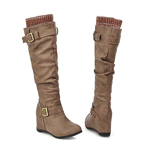 Tetera para Mujer, Botas de Invierno, Botas de Invierno cálidas, Botas de Punto al Aire Libre