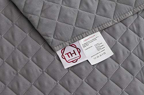 textil-home Funda Cubre Sofá Chaise Longue Malu, Protector para Sofás Acolchado Brazo Izquierdo. Tamaño -240cm. Color Gris (Visto DE Frente)