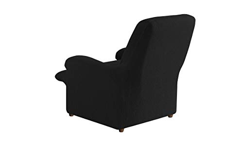textil-home Funda de Sillón Elástica Relax Completo TEIDE, Tamaño 1 Plaza - Desde 70 a 100 cm. Color Negro