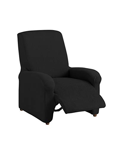 textil-home Funda de Sillón Elástica Relax Completo TEIDE, Tamaño 1 Plaza - Desde 70 a 100 cm. Color Negro