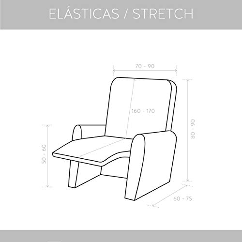 textil-home Funda de Sillón Elástica Relax Completo TEIDE, Tamaño 1 Plaza - Desde 70 a 100 cm. Color Negro
