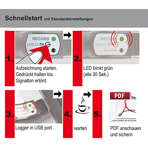 TFA Dostmann 31.1055 - Registro de Data Logger 32 t para la Temperatura, Negro