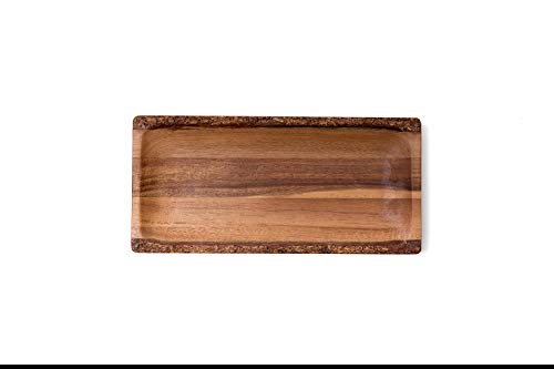 THE CHEF COLLECTION Bandeja de plato de acacia con Borde rústico y diseño único para presentación 25x12x2,5 cm (S)