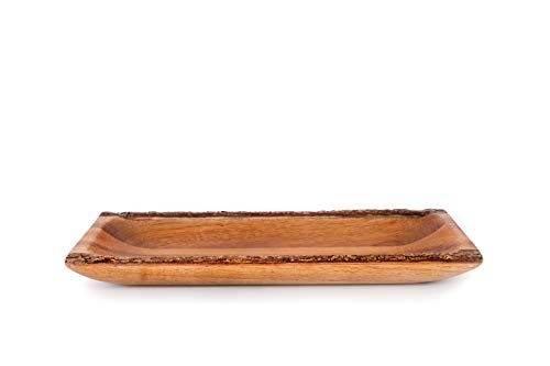 THE CHEF COLLECTION Bandeja de plato de acacia con Borde rústico y diseño único para presentación 25x12x2,5 cm (S)